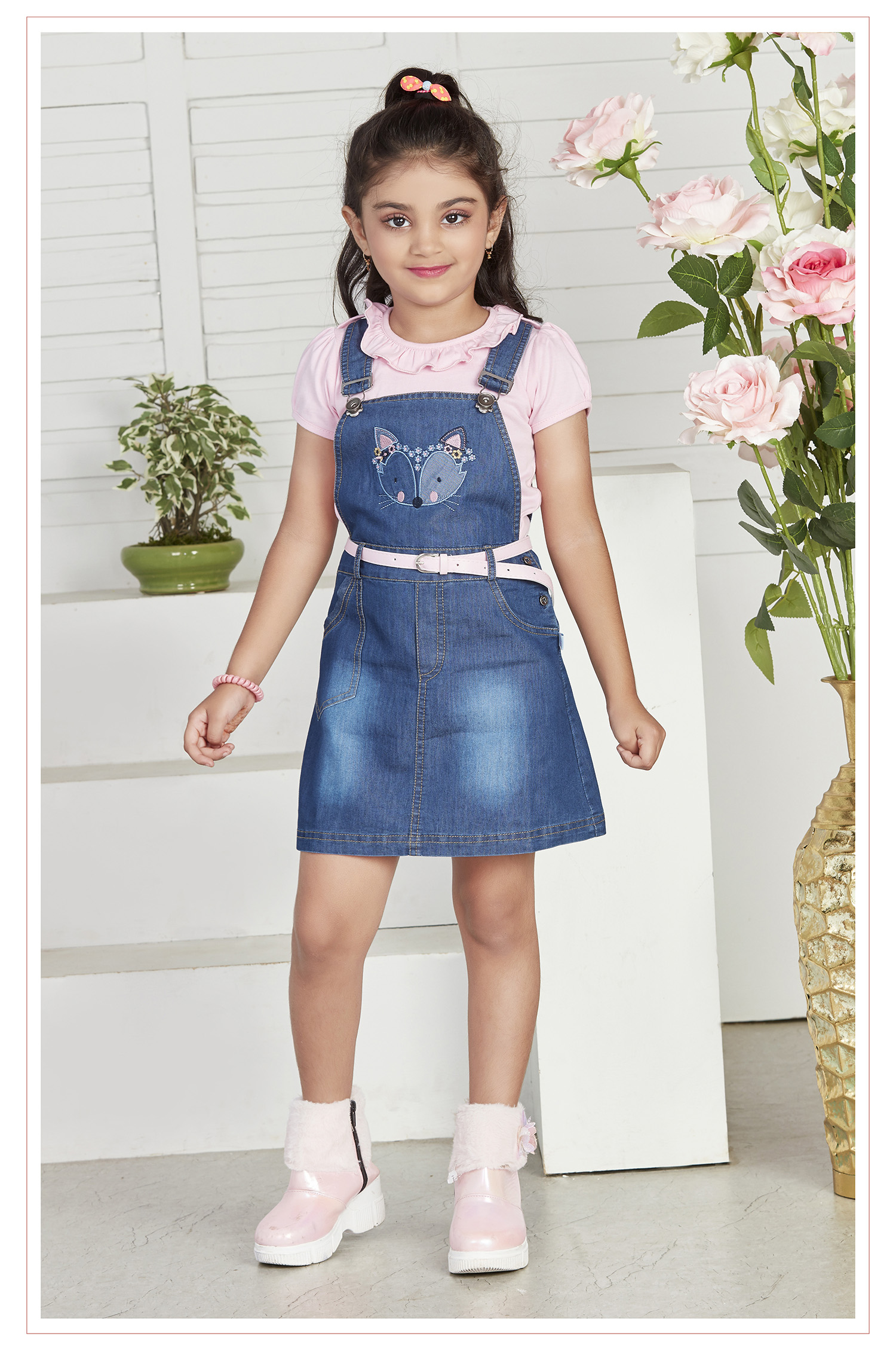 Kids Pinafore Dress Denim, Corduroy Cotton Winter Summer Premium Dresses with Pockets