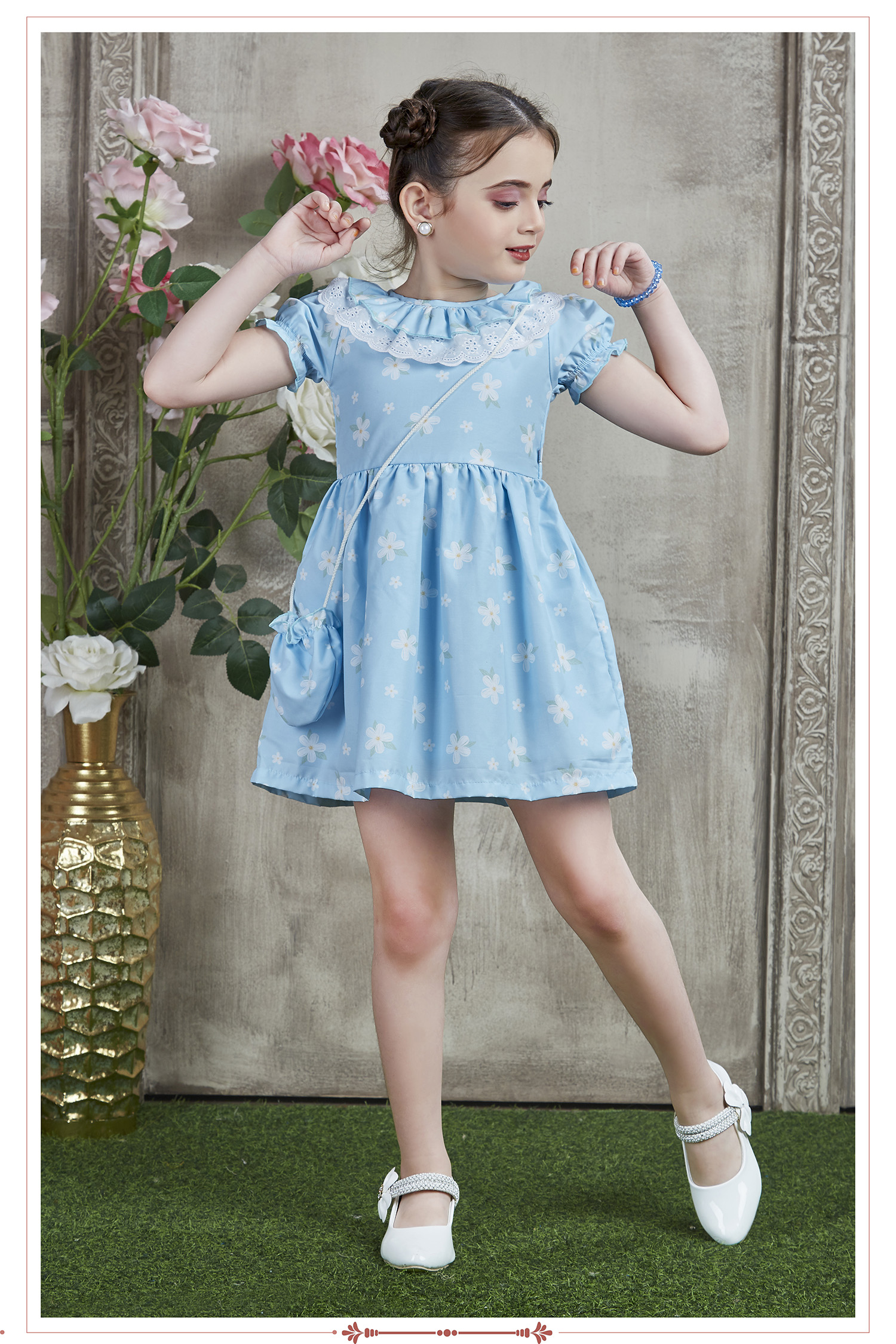 Girls Midi/Knee Length Casual Dress